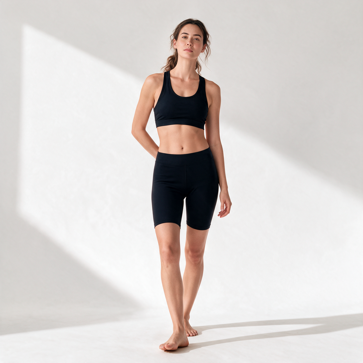 Organic Stretch Biker Shorts in Black — front hero