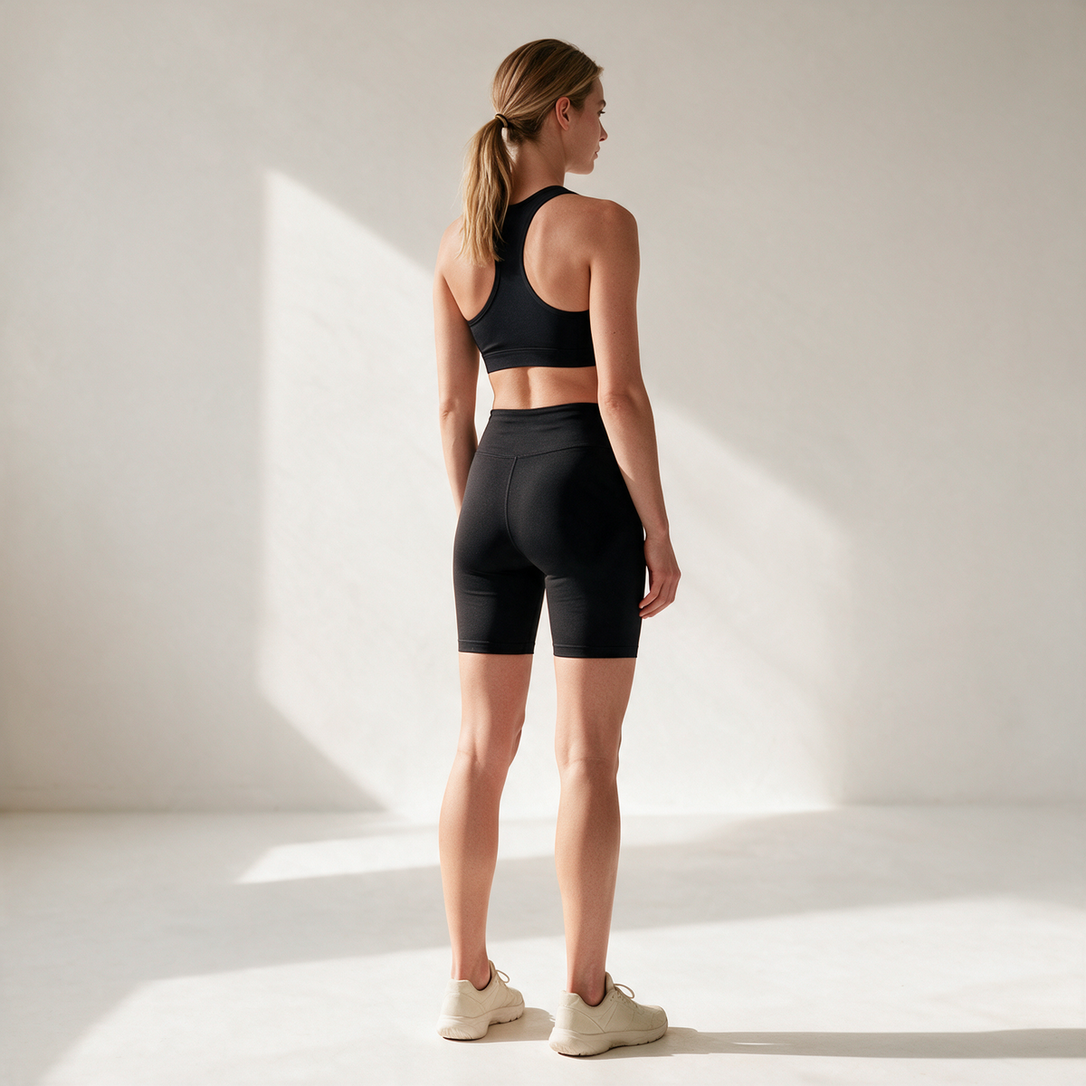 Organic Stretch Cycling Shorts in Black — view 2