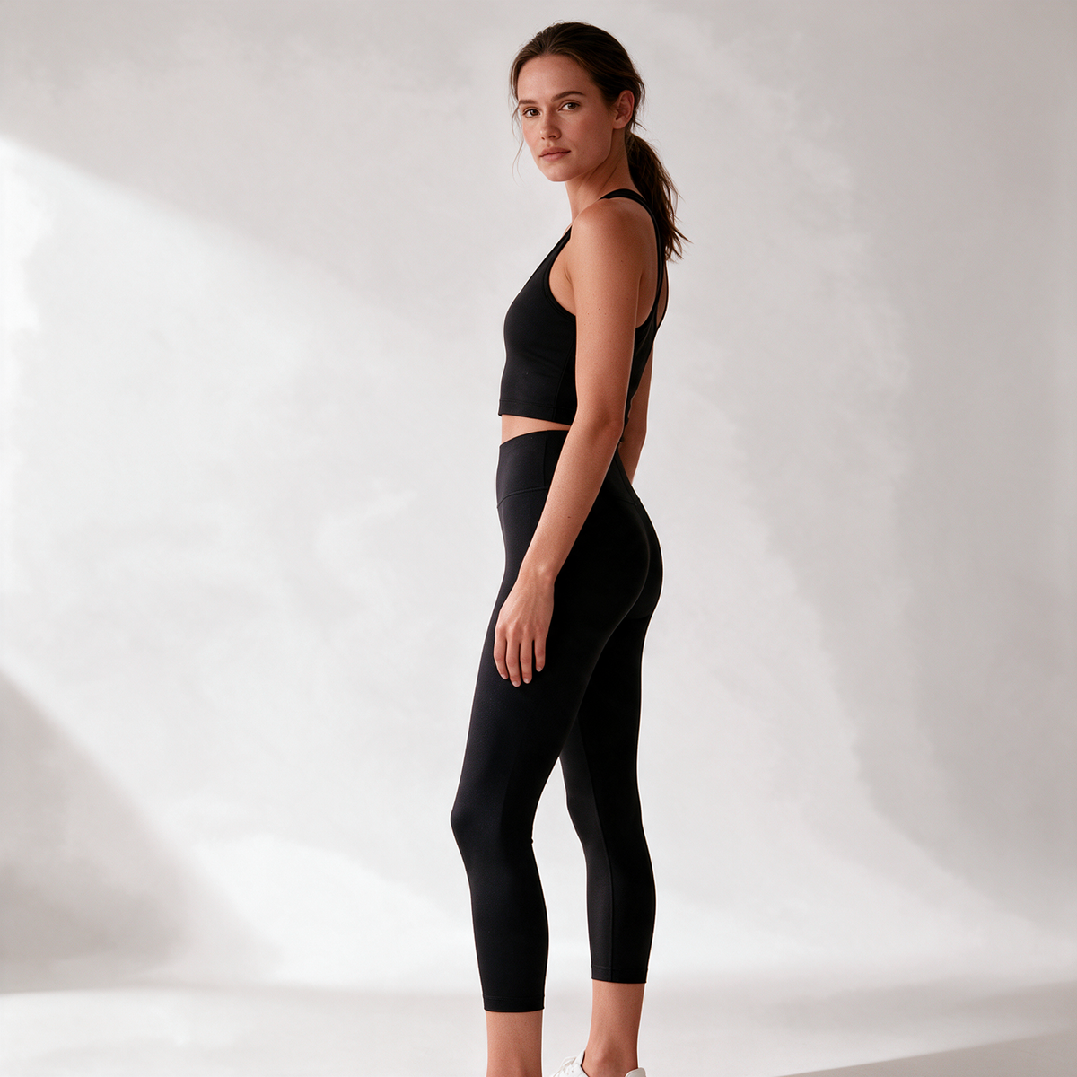 Natural Midi Pants in Black — side profile