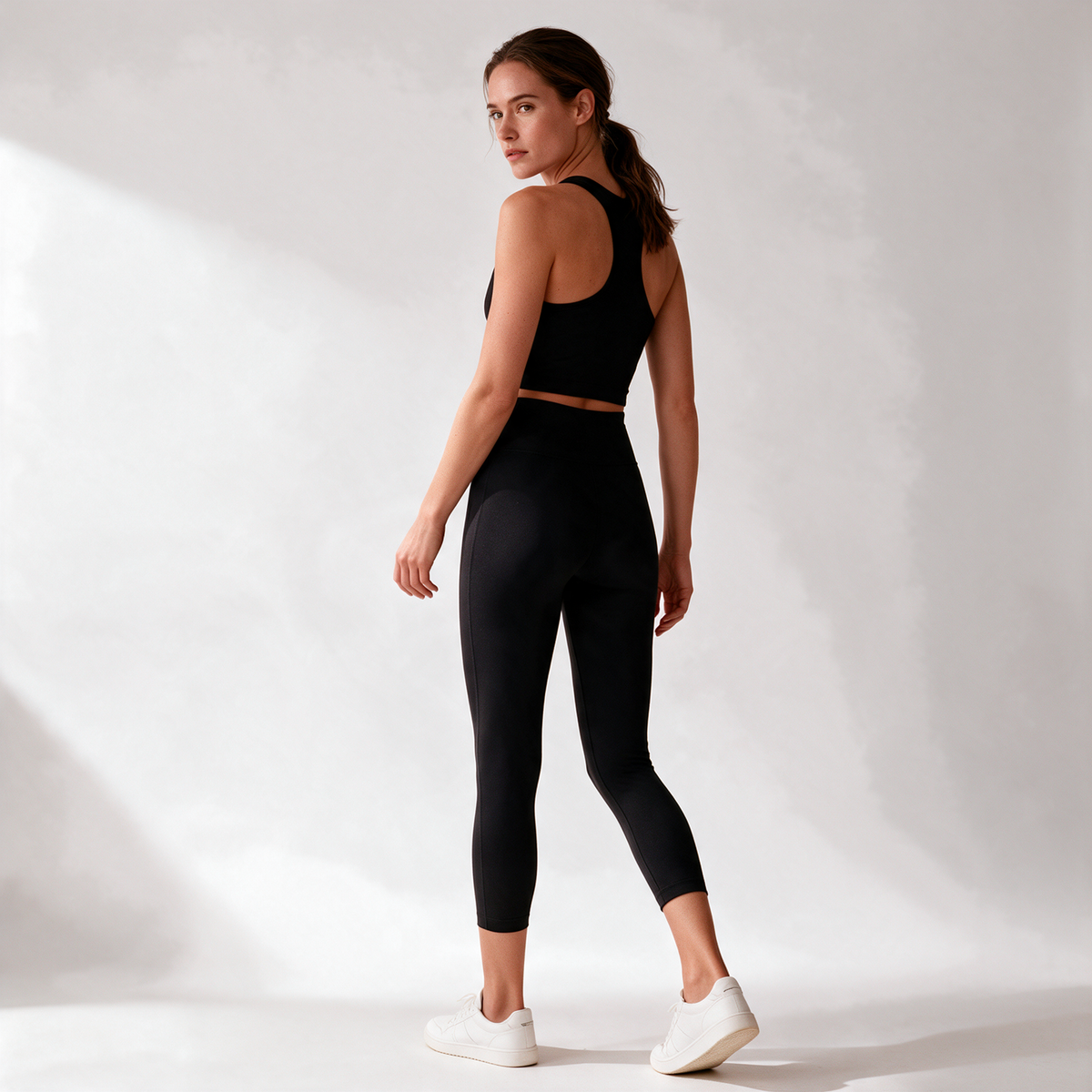 Natural Midi Pants in Black — rear view