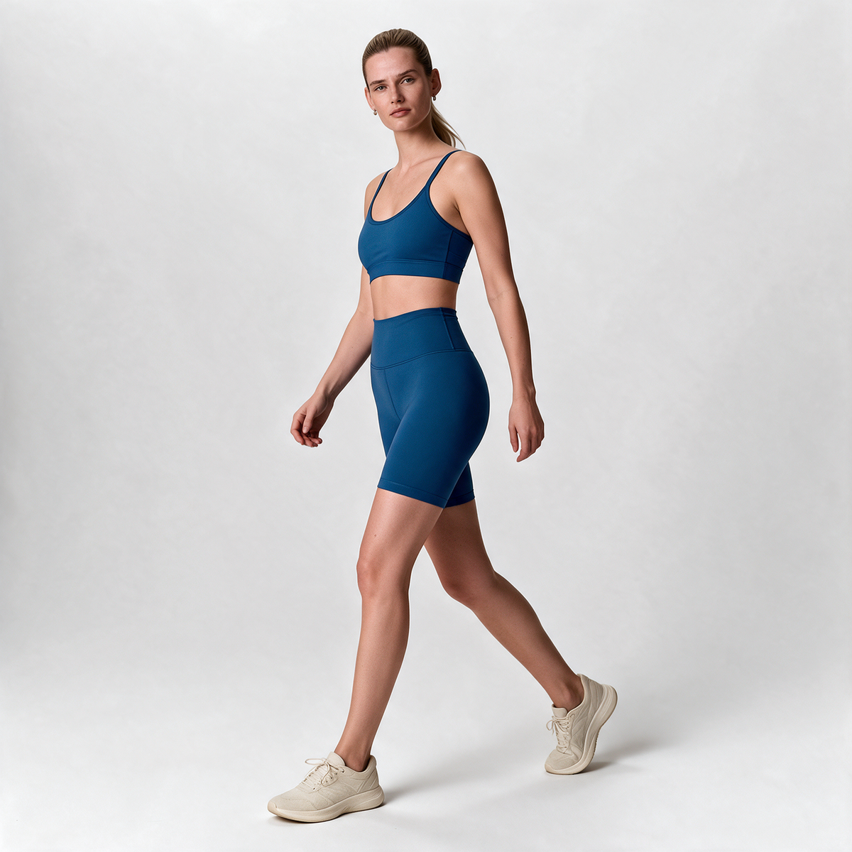 Organic Stretch Biker Shorts in Blue — view 4