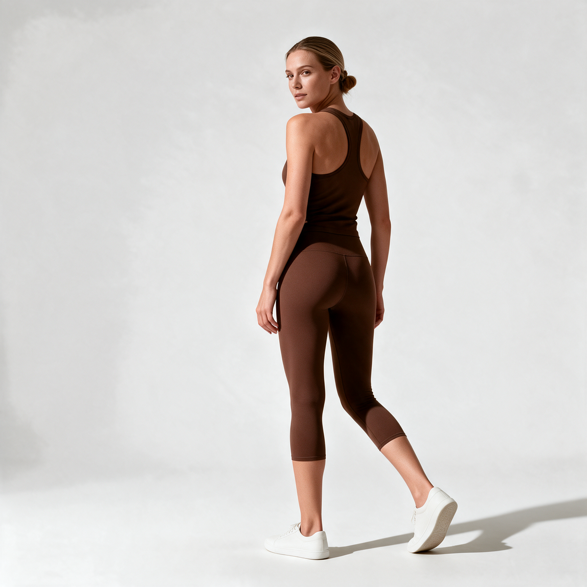 Natural Midi Pants in Brown — rear view