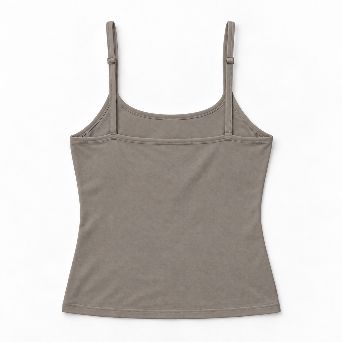Natural Camisole with Bra in Pebble — back flat lay with rear adjusters