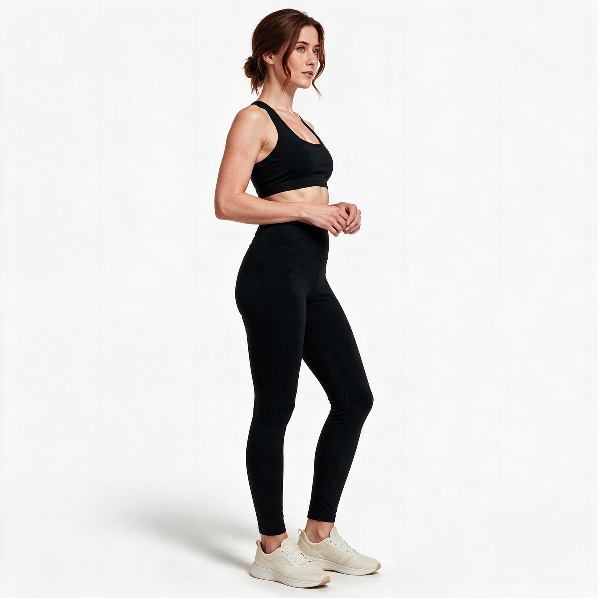 Natural Performance Full Length Leggings in Black — side profile