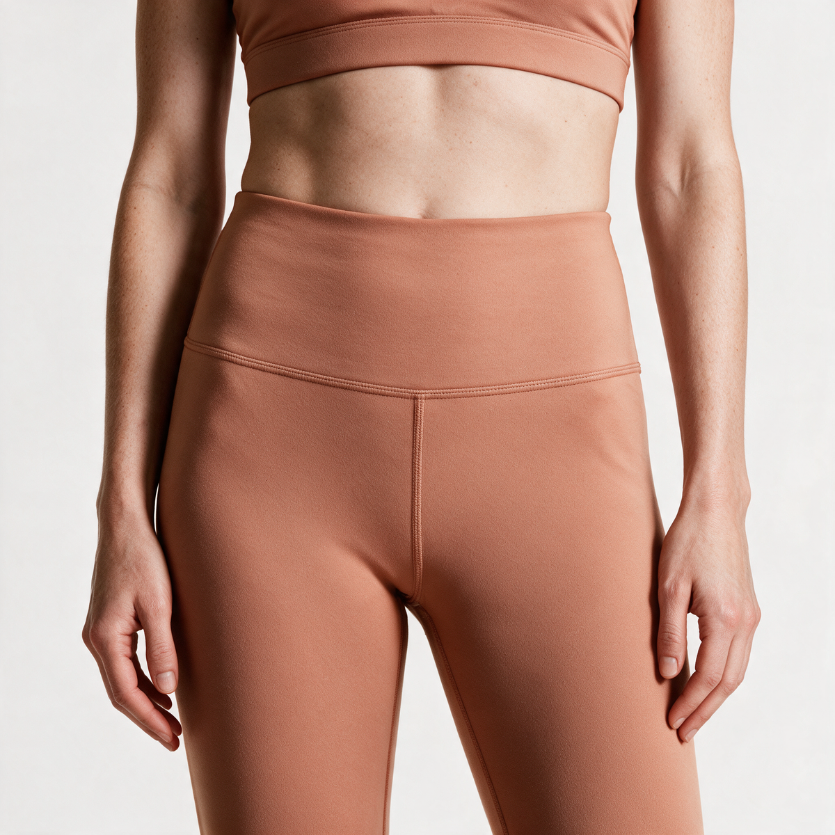 Natural Performance Full Length Leggings in Light Orange — waistband detail