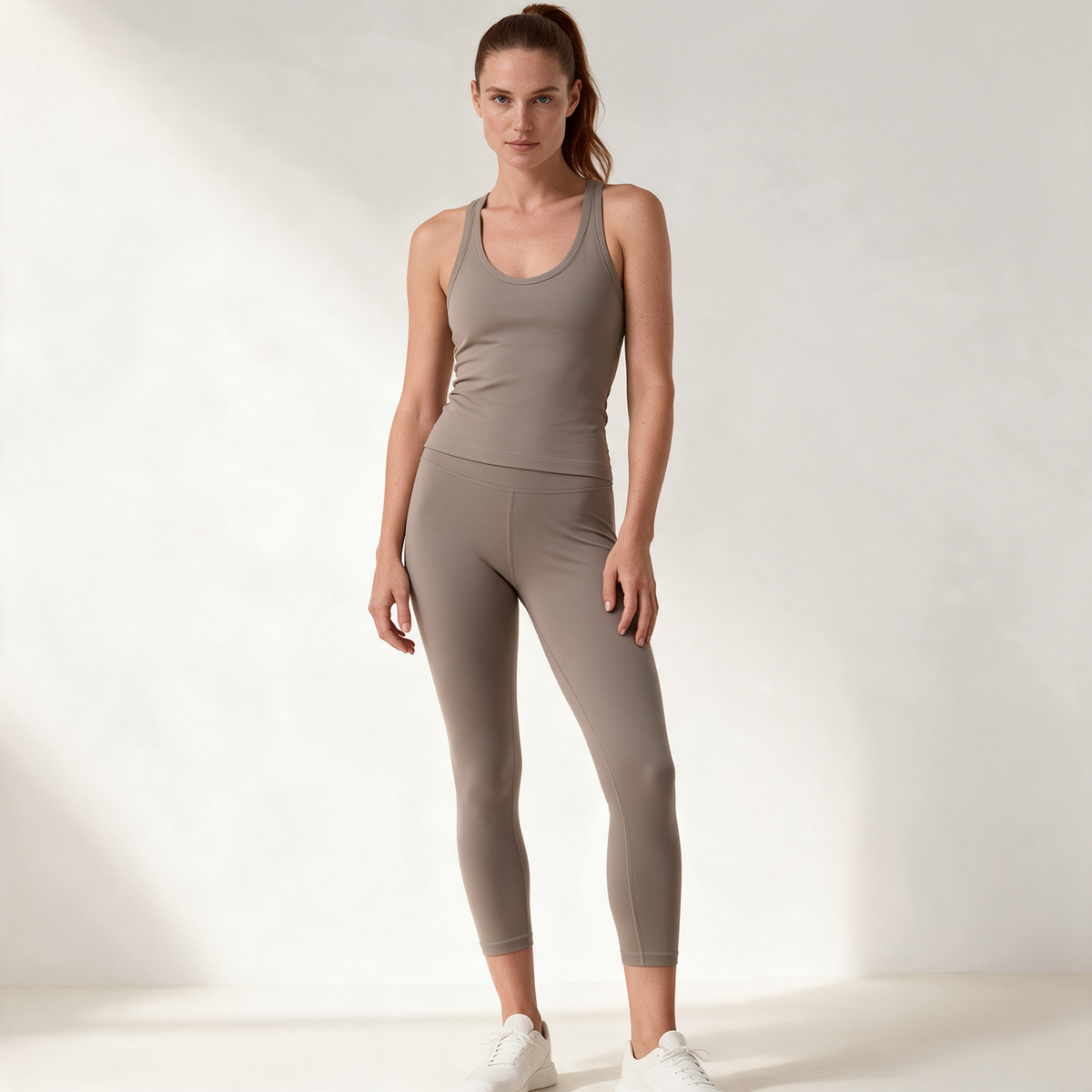 Natural Midi Pants in Pebble — hero front view