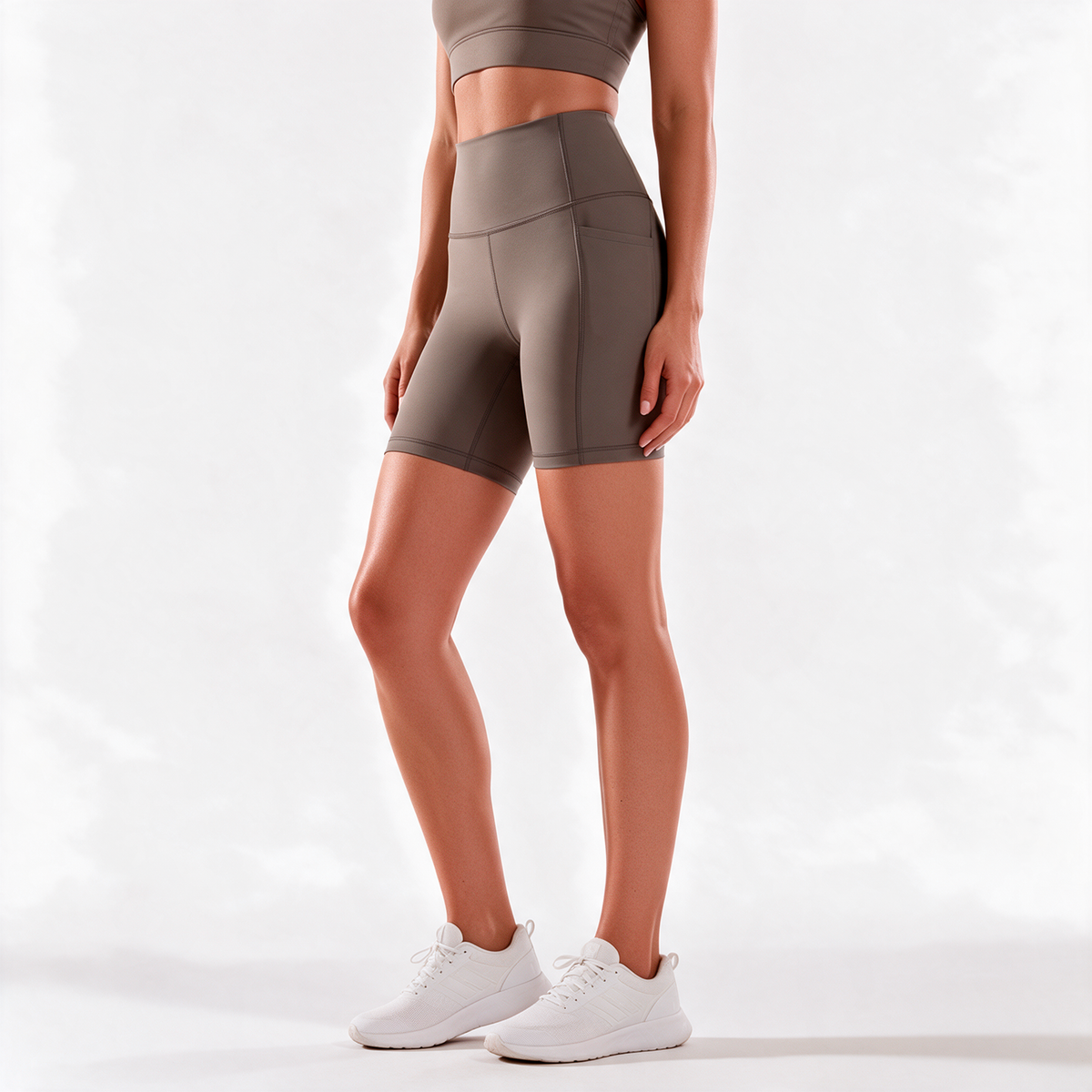Organic Stretch Biker Shorts with Pockets in Pebble — pivot