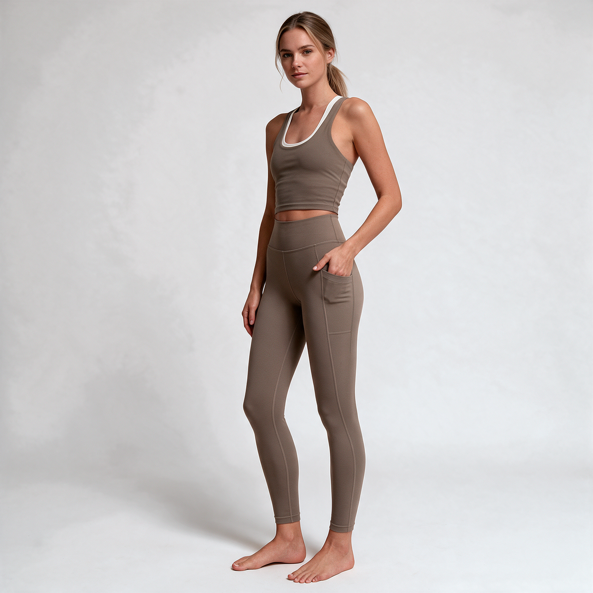 Natural Performance Pocket Leggings in Pebble — view 2